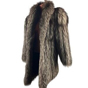 Luxury SAGA FOX Silver Fox Ranched Fox Half Coat Size fits M